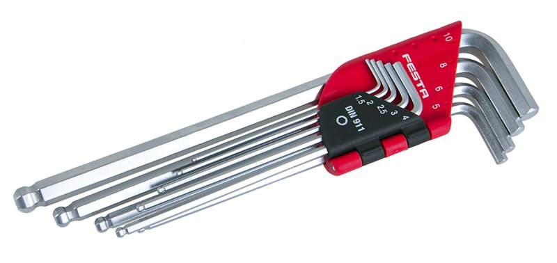 Unbrakonøgle L sæt 1,5-10mm 9stk CrVa Lang