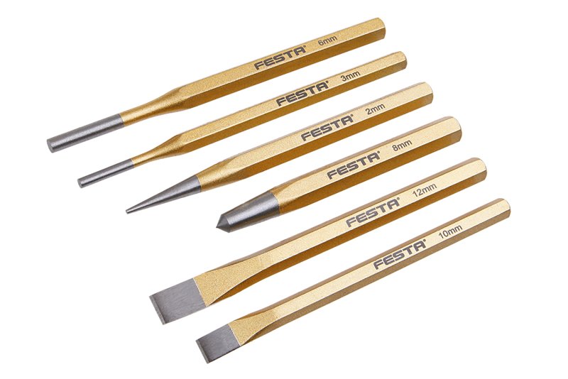 Sæt mejsler og stanser CrV 6 stk