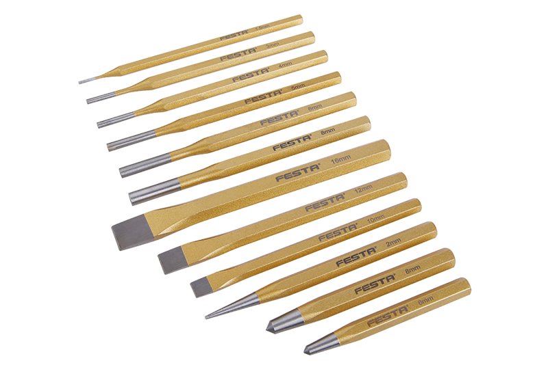 Sæt mejsler og stempler CrV 12stk