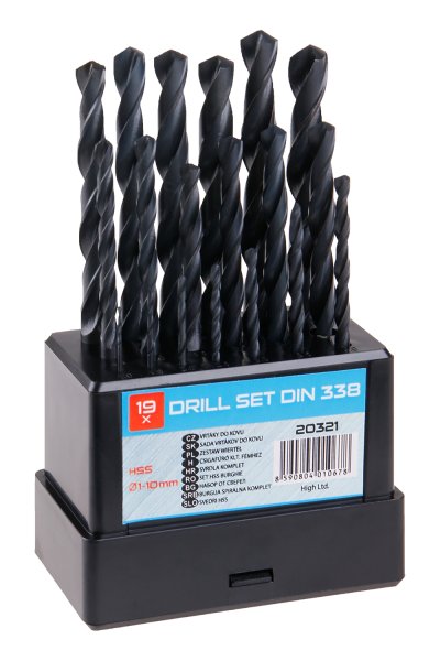HSS sæt 19 stk bor 1-10x0,5mm