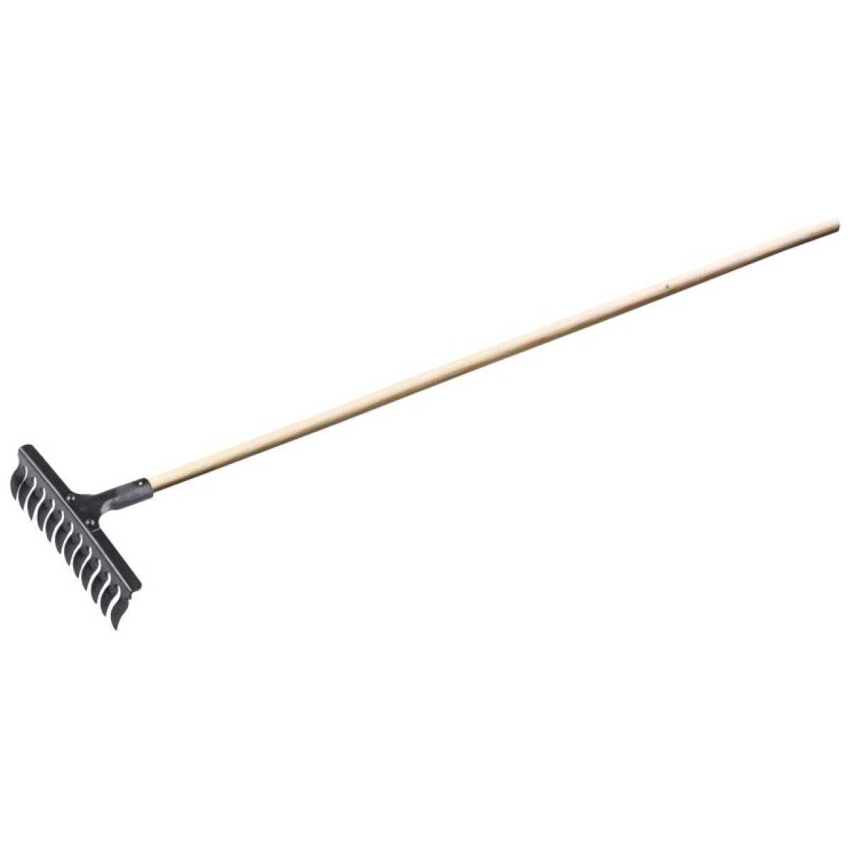Rive med træhåndtag 160cm, 16 tænder